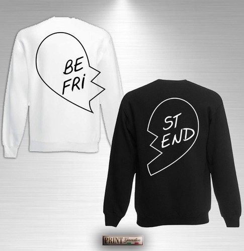 FELPA BEST FRIEND CUORE A META' Maglia Miglior Amico Amica Coppia Amicizia  Love | eBay