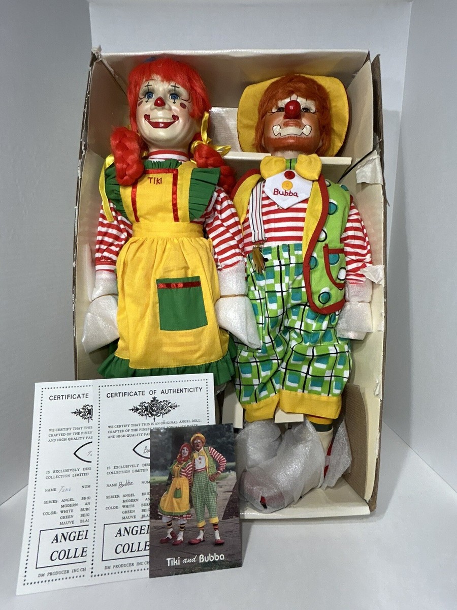 Vintage Tiki & Bubba Clown Doll Original Box & Paperwork Angel
