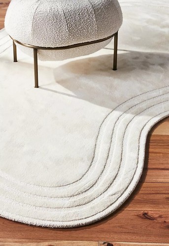 Irregular Shape High & Low Pile, Hand-Tufted 100% Wool Soft Area Rug Carpet - Imagen 2 de 7