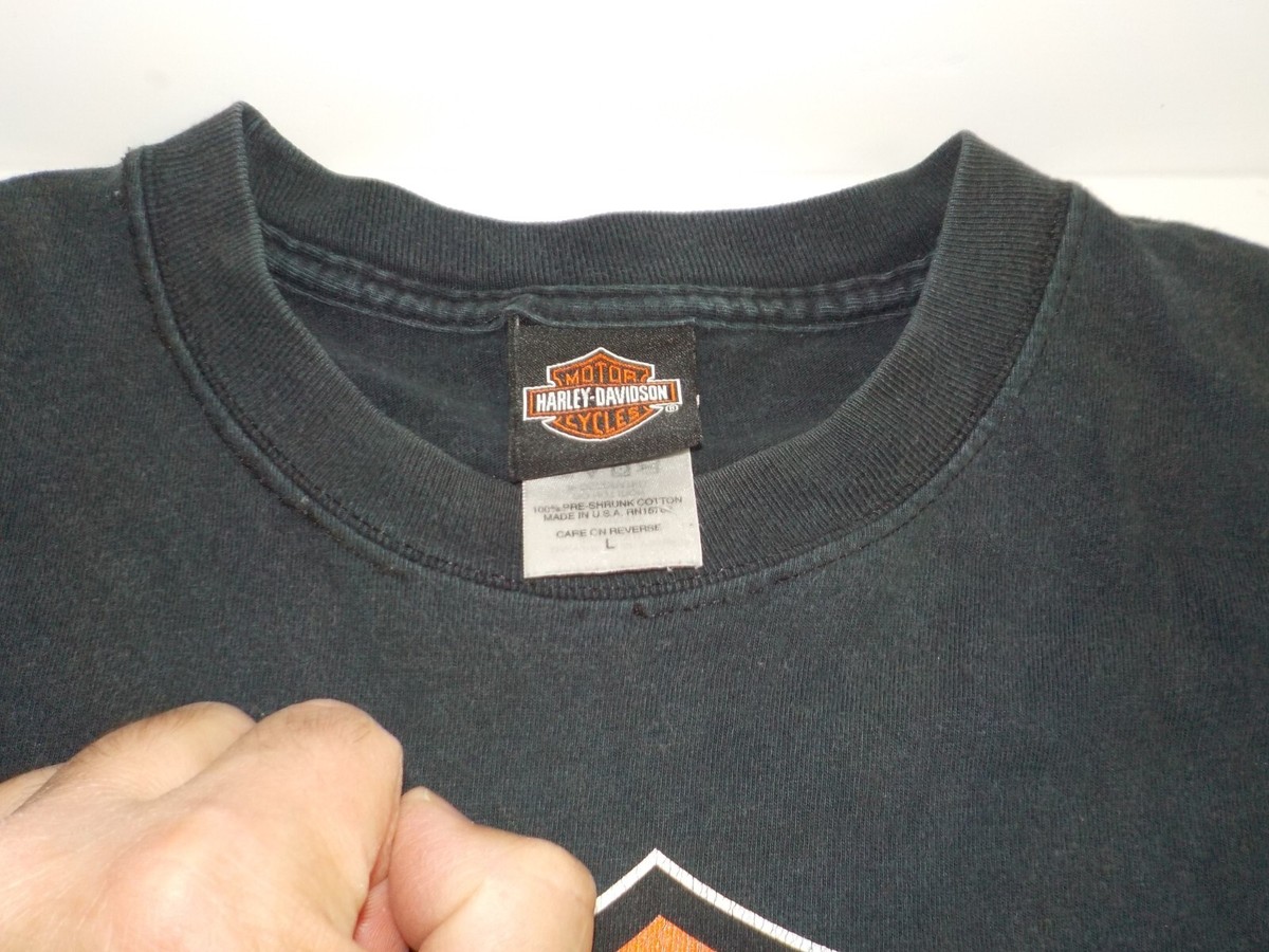 Harley Davidson T-Shirt L Black Hanes Beefy Tag Made USA Zooks Des