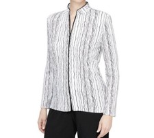 Alex Evenings Black And White Shimmer Formal Evening Zip Jacket Size 8 Vintage