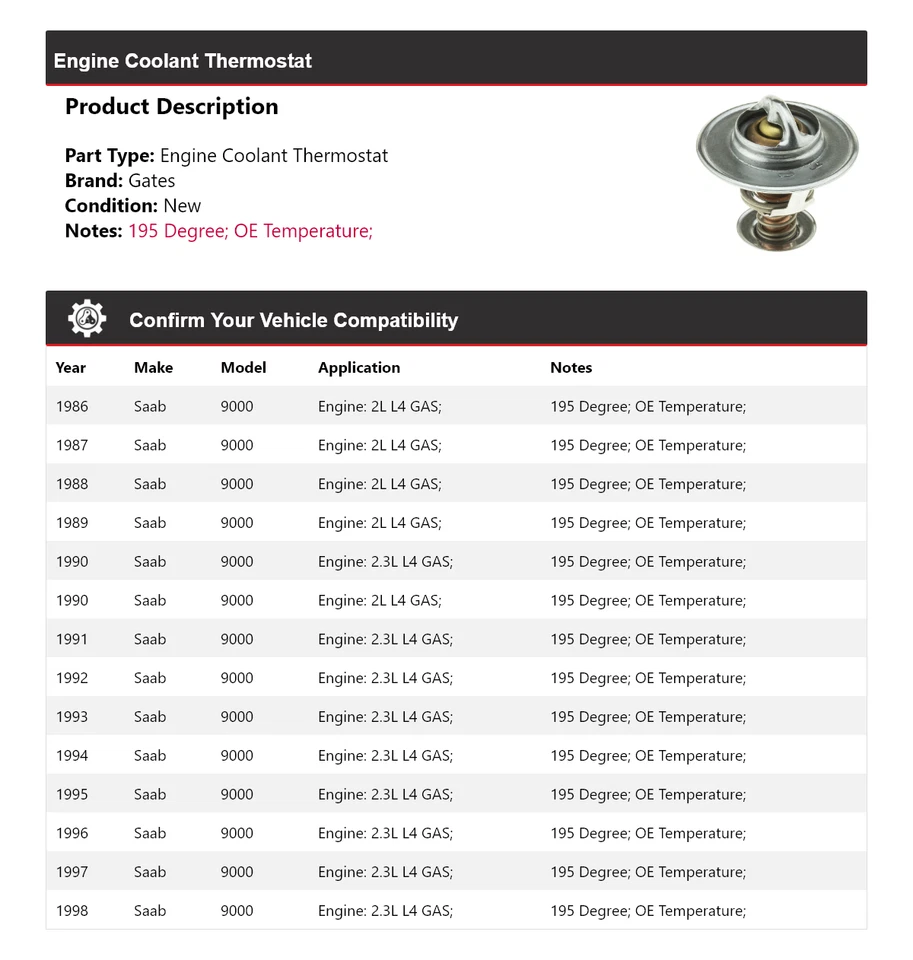 适用于 1986 - 1998 年 Saab 9000 发动机冷却液恒温器门 1987 年 1989 1990 1991 — 第 2/4 张图片