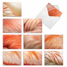 10 Assorted All Occasion Blank Note Cards with Envelopes - PINK FLAMINGO M2004