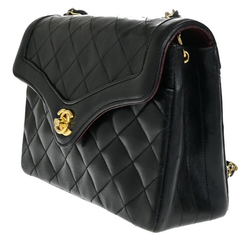 CHANEL CC Logo Matelasse Chain Shoulder Bag Leather GHW Black Vintage 645RK074 - Picture 2 of 18