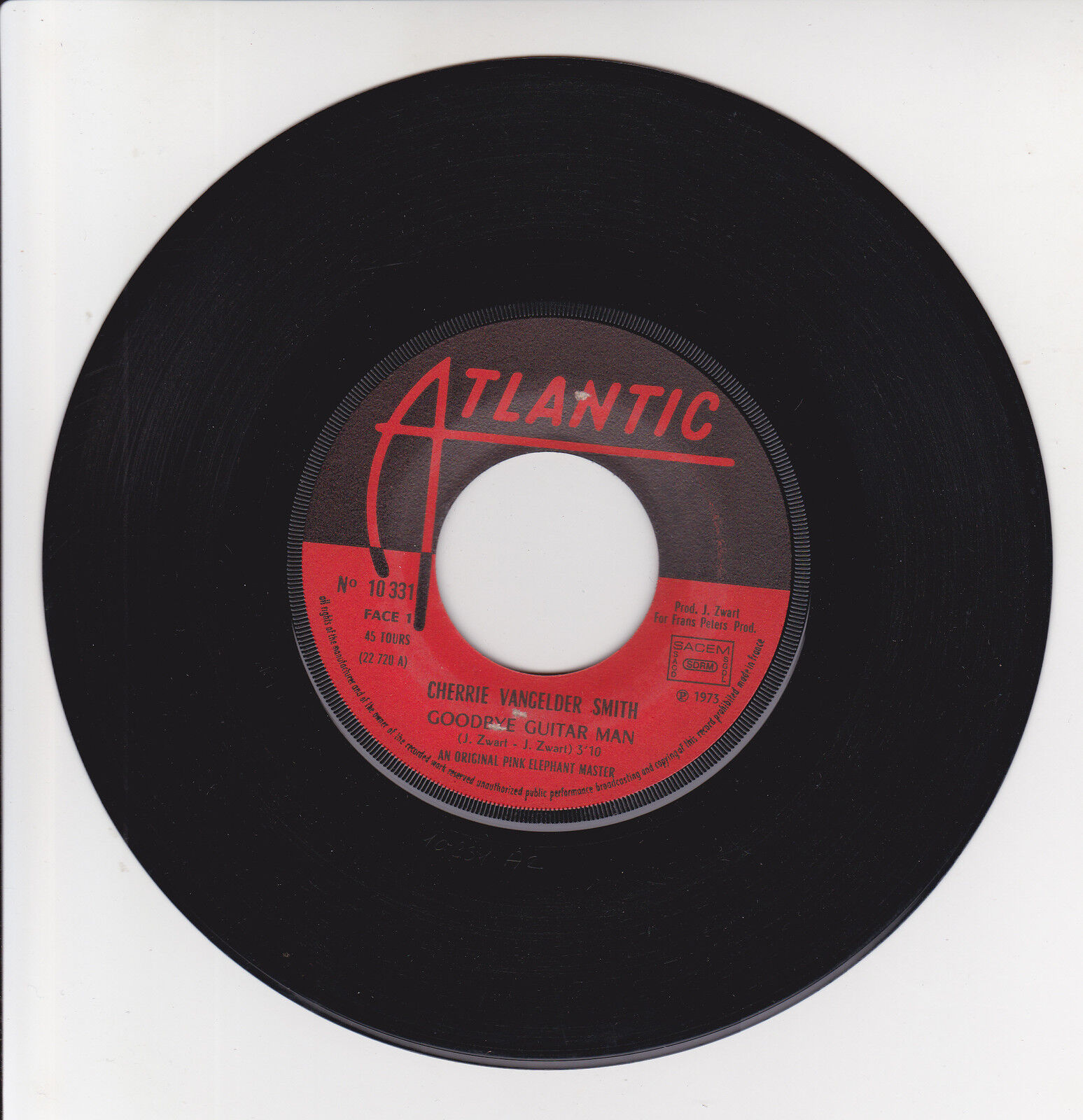 Cherrie Vangelder Smith Vinyl 45 RPM Goodbye Guitar Man - A Day Will Come
