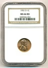 1951 D Lincoln Wheat Cent MS66 RED NGC