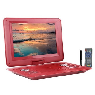 It s a compact entertainment device with a swivel screen, built-in controls, and