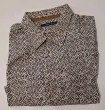Perry Ellis Men’s Long Sleeve Button-Down Shirt Size XXL Gray Blue Floral Cotton