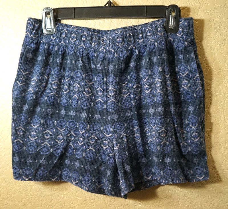 Eddie Bauer S blue fleece pajama or lounge wear shorts w pockets