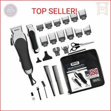 Wahl Clipper USA Deluxe Corded Chrome Pro, Complete Hair and Trimming Kit, Inclu