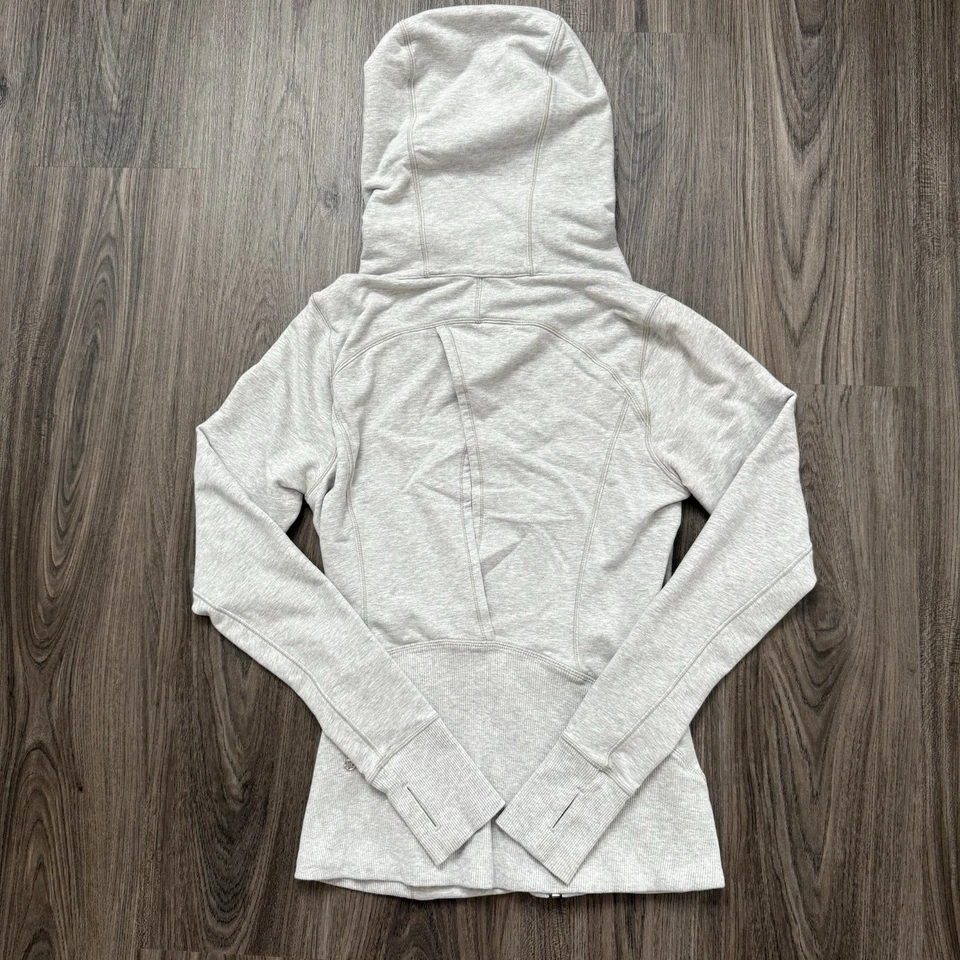 Lululemon Athletic Stretch Full Zip Jacket Hoodie 4 Gray Thumbholes Back Slit - Image 3 of 4