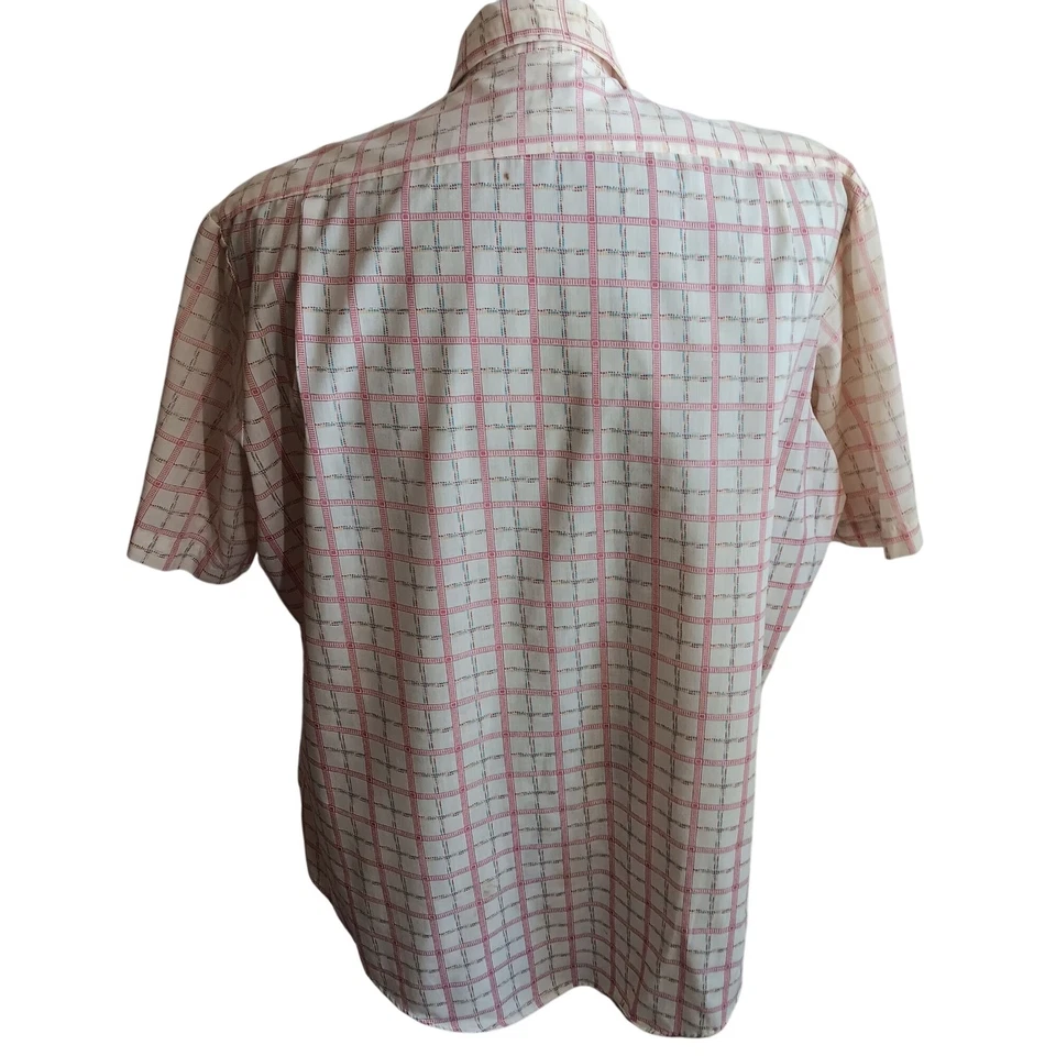 Camisa Kmart Para Hombre XL Vintage SS Cuadros Distress Disco Basura Años 70 Rosa/Multicolor Foto 3 de 4