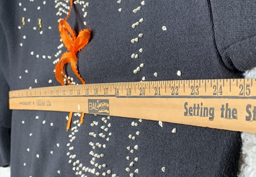 Vintage Halloween Sweatshirt Handarbeit schwarze Katze Mond Neuheit kitschig Oma Lehrerin - Bild 9 von 10