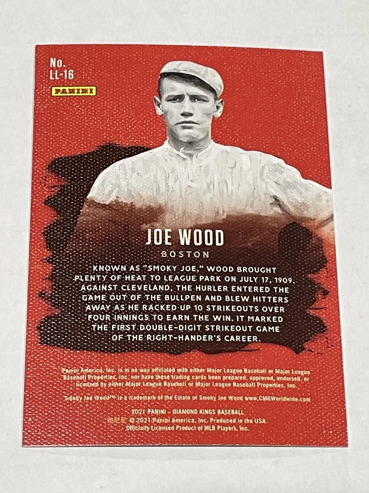 2021 Diamond Kings Baseball Legacy Lithographs - Joe Wood - Boston Red Sox - Image 2 of 2