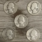 Vintage 90% Silver Washington Quarter Lot: 1934-P, 35-P, 36-P, 36-S, 37-P