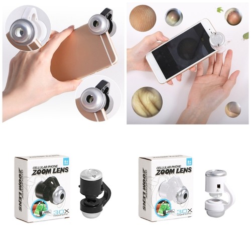 Universal Mobile Phone Microscope 30X Magnifier with LED Light Macro ...