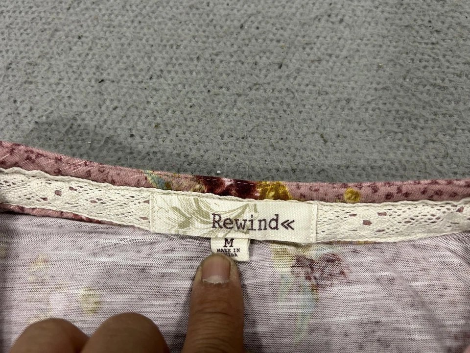 Camisa Rewind Mujer Mediana Rosa Floral Boho Crochet Encaje Babydoll Coqueta Y2K Foto 3 de 4