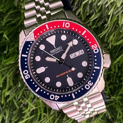 Rare SEIKO SKX009 Automatic 7S26-0020 Black Dial Pepsi Bezel Diver Watch