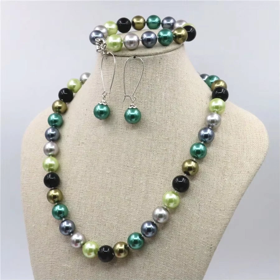 PERLEN SET Kette Perlenkette Armband Ohrringe Imitationsperlen Muschelkernperlen - Bild 3 von 4