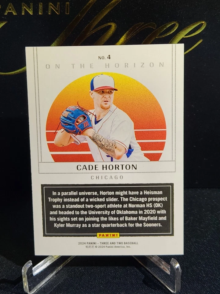 2024 Panini Three and Two On The Horizon Cade Horton 12/99 Chicago Cubs - Image 4 of 4