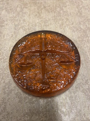 Blenko Glass Amberina Red Orange Scales of Justice Weights Paperweight