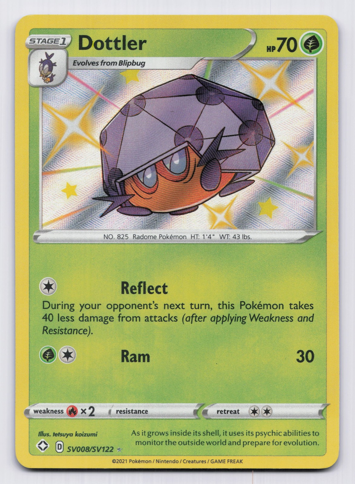 Dottler Holofoil Shiny Holo Rare Shining Fates: Shiny Vault SV008/SV122 NM