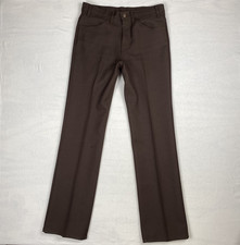 Vintage Levi's Sta-Prest Pants Men's 32x33 Made in USA Brown Polyester Batwing