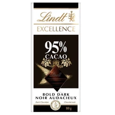 Lindt Excellence 95% Cacao Bold Dark Chocolate Bar, 80g/2.8 oz.