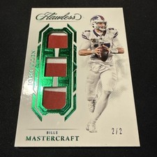 2023 Panini Flawless Green Foil Mastercraft Josh Allen Triple Patch 2/2 M-JAL