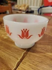 VINTAGE FIRE KING SALMON PINK Tulip Cottage Cheese Bowl Milk Glass