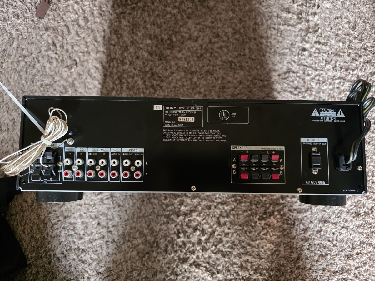 Sony Stereo Receiver STR-D365 Phono Input 80 Watts Per