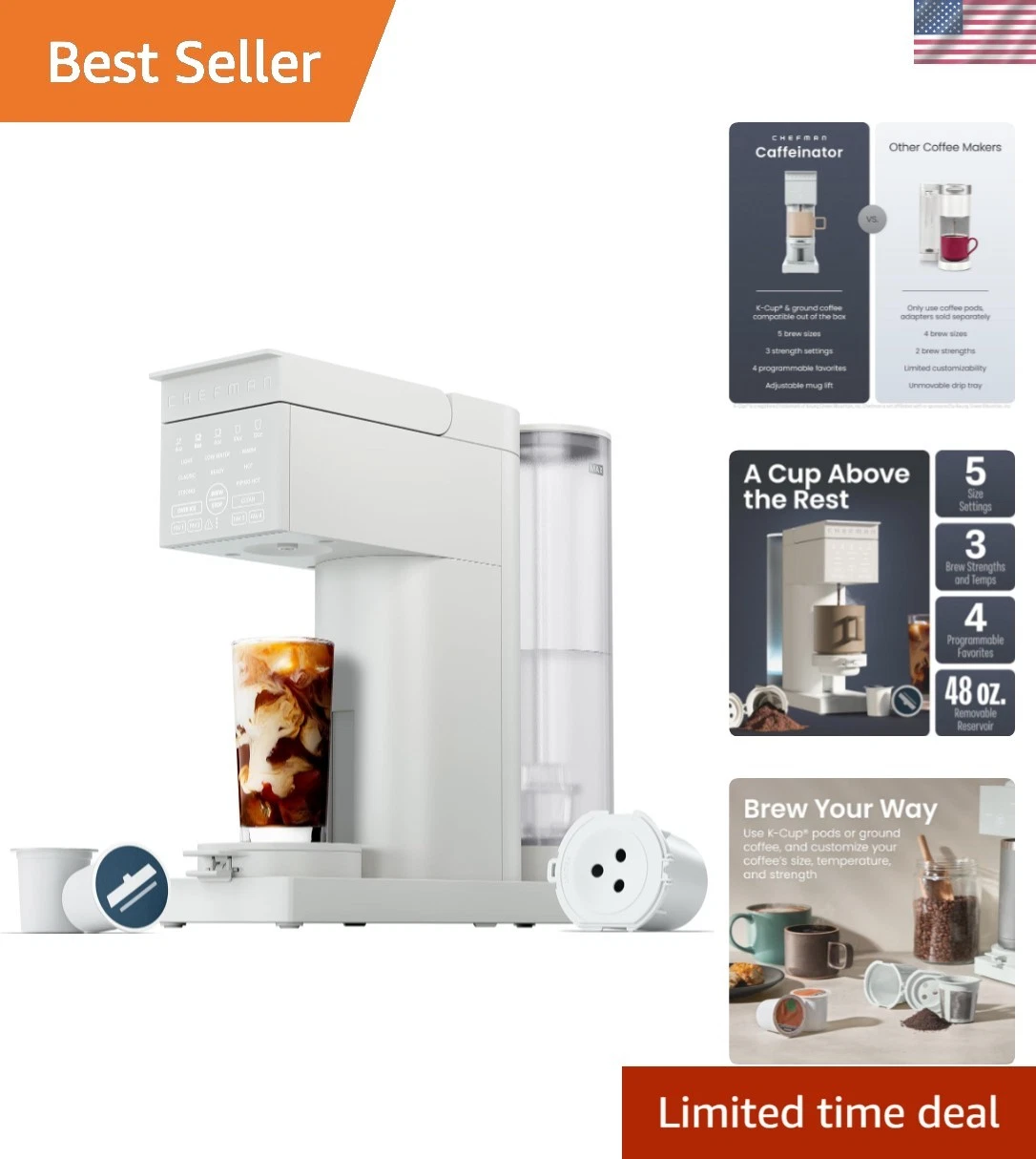 Caffeinator Single Serve Coffee Maker, Brew Kcups & Grounds, Drip Coffee Mach...
Opens in a new wind