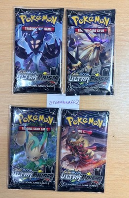 Pokemon Sonne & Mond Ultra Prisma - 4 Booster (Artwork Set) NEU, SLEEVED & SEALED