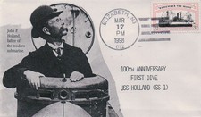 USS Holland SS 1, 100th Anniv First Dive, pmk Elizabeth NJ 1998