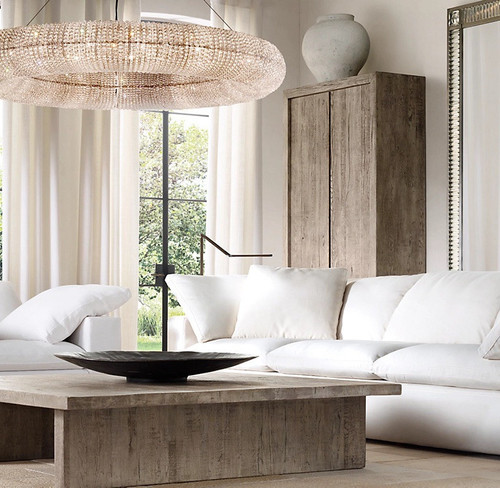 Restoration Hardware Crystal Halo Clear Round LED Chandelier 59" - Picture 3 of 9