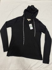Michael Kors Women s large Black T shirt Hoodie MSRP 88. NWT. Lightweight.