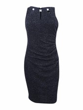 Betsy & Adam Women's Sparkle Cocktail Dress (4, Steel)