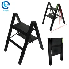 2 Step Ladder Folding Step Stool Aluminum Lightweight w/Wide Anti-Slip Pedal