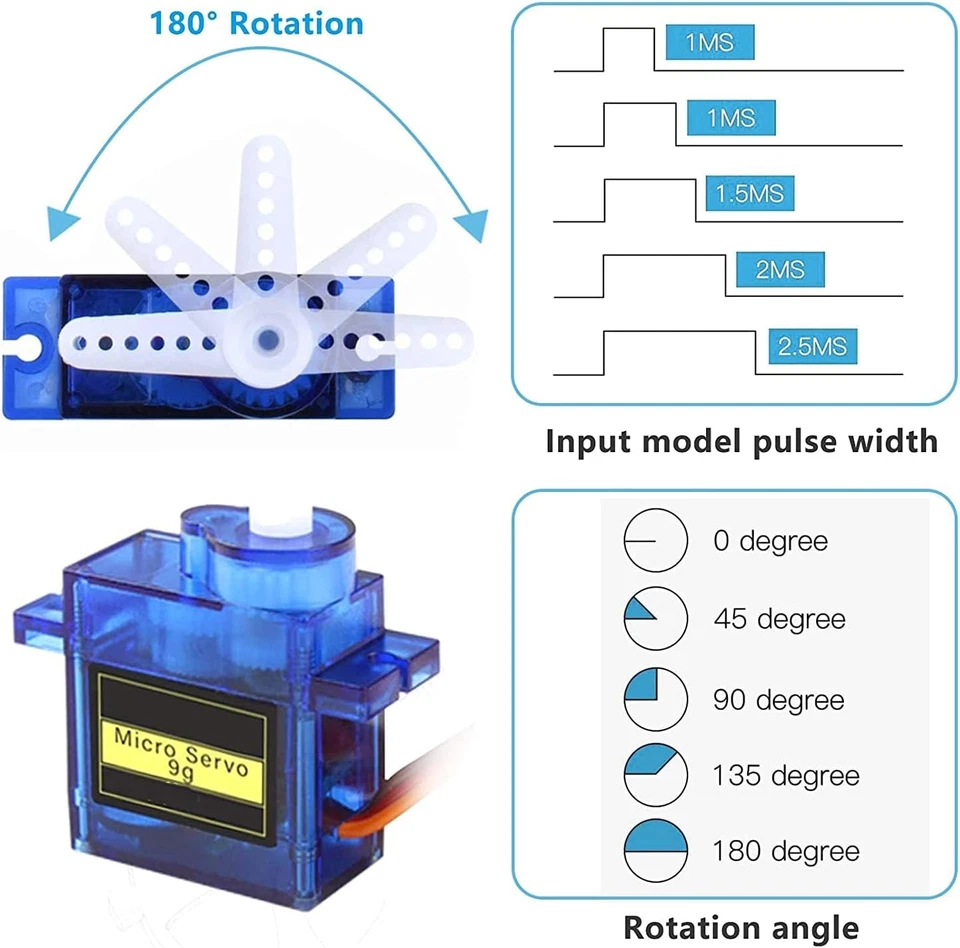 8 Pezzi 9G Micro Servo Motore per Braccio Robot Rc/Mano/Elicottero Barca Aeropla - Immagine 4 di 4