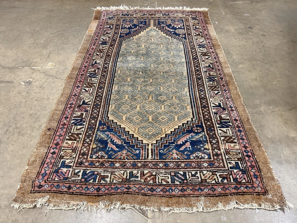 4x6 Vintage Hand-Knotted Baluchi Rug Antique Handmade Neutral Worn Oriental - Image 2 of 4