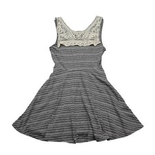 Dorothy Dress Womens M Black Sleeveless Striped Lace Pullover Mini Sundress