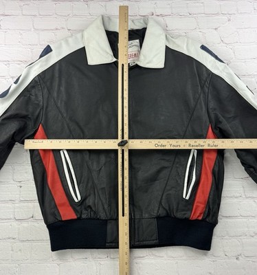 Vintage Michael Hoban WHEREMI Jacket Men's Medium Leather USA Flag