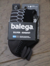 BALEGA SILVER BLACK NO SHOW TAB SOCKS SIZE LARGE NEW
