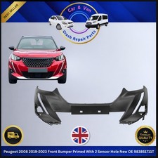 Peugeot 2008 2019-2023 Front Bumper Primed With 2 Sensor Hole New OE 983851711T