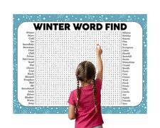 Winter Word Search Game, Large Crossword Puzzle, Giant Word Find Poster