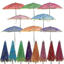 8pcs Mini Sequins Lace Indian Umbrella for Decor, Multi Colored Handmade Desi...