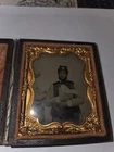 1860s Cased Ambrotype of ID"d  Civil War Soldier Holding Dove? & Hidden TINTYPE