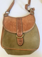 Vintage Fossil Leather Suede green Crossbody