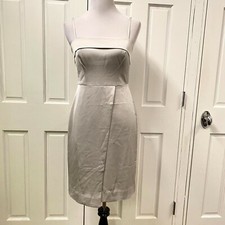 J. Crew Spaghetti Strap Cocktail Dress Womens Size 2 Silver Satin Faux Wrap 