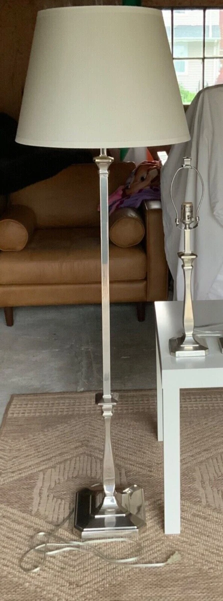 RESTORATION HARDWARE Nickel Floor Lamp and 2 Table Lamps Lighting